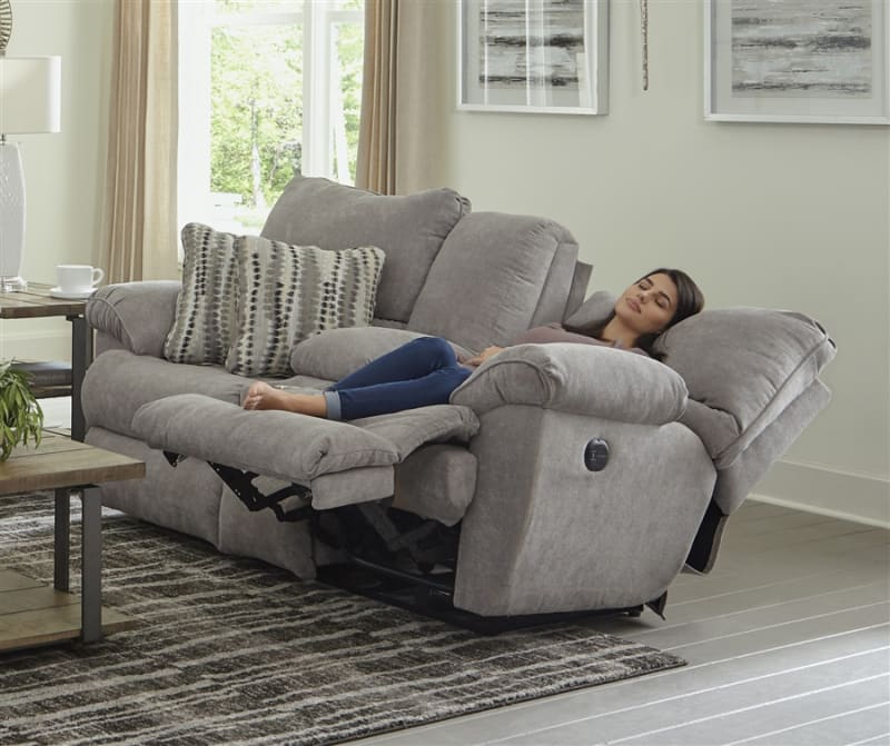 Sadler Power Lay Flat Reclining Console Loveseat in Mica Color Fabric by Catnapper - 62419-M