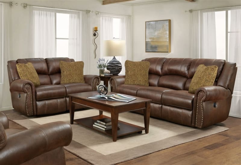 Pickett 2 Piece Power Headrest Power Reclining Sofa Set in Walnut Fabric by Catnapper - 6313-SET