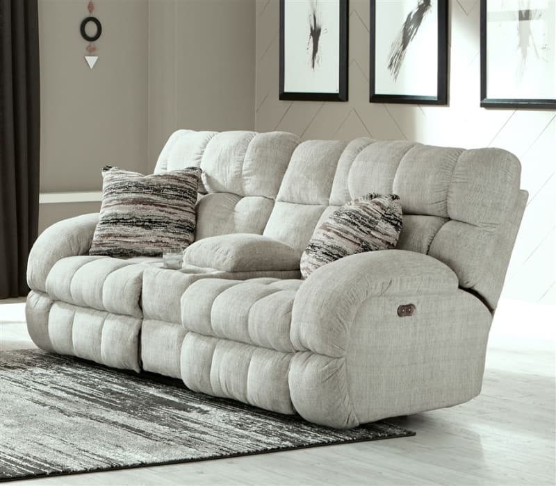 Ashland Power Lay Flat Reclining Console Loveseat in Buff Fabric by Catnapper -63599-B