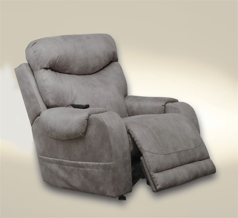 Recharger Power Headrest Power Lumbar Power Rocker Recliner with Heat and Massage in Charcoal Fabric by Catnapper - 64102-2-CL