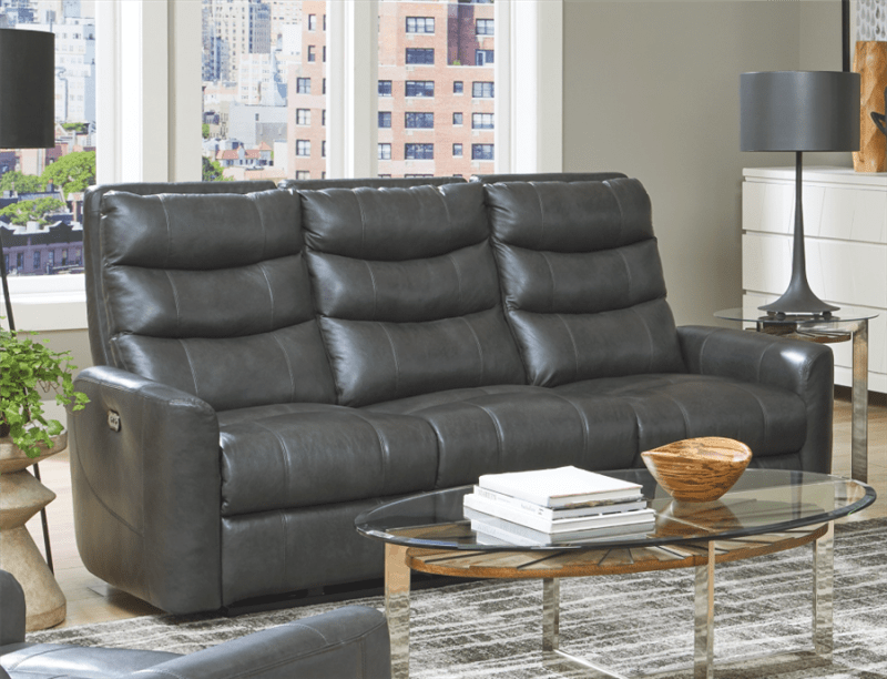 Bosa Power Reclining Sofa in Charcoal Leather by Catnapper - 64591