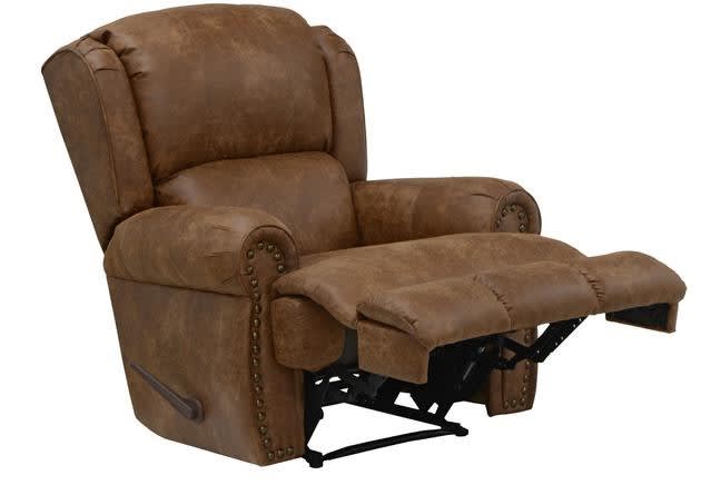 Dempsey POWER Lay Flat Recliner in Chestnut Leather by Catnapper - 64736-7-C