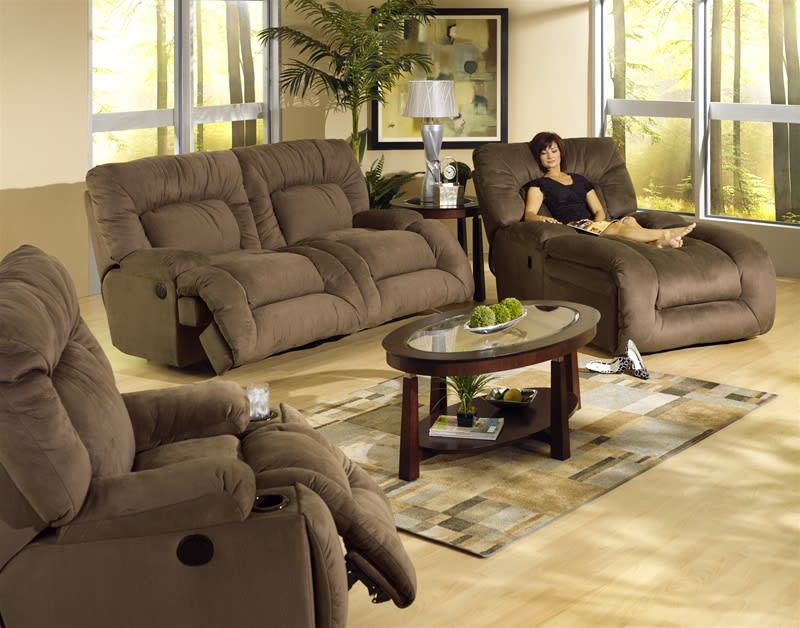 Jackpot 2 Piece Power Reclining Sofa Set in Coffee Microfiber