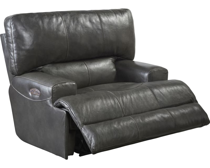 Wembley Power Headrest Power Lumbar Power Reclining Console Loveseat in Steel Leather by Catnapper - 764589-S