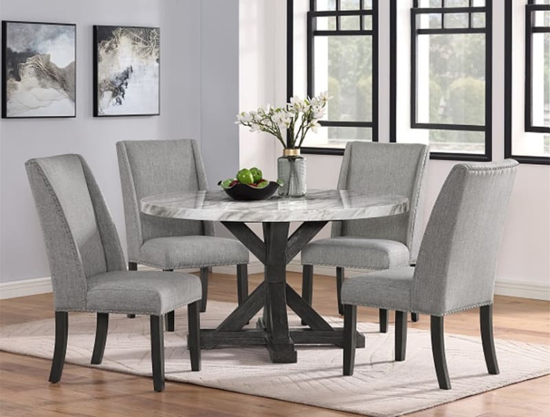 Vance Piece Round Table Dining Set in Gray Finish by Crown Mark