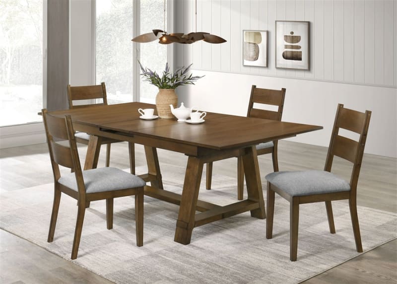 Everly 5 Piece Dining Room Set in Rich Wood Finish by Crown Mark - CM-2135T-4287-5P