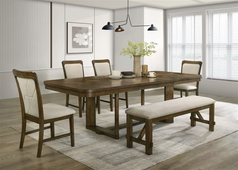 Broadmoor 5 Piece Dining Room Set in Wood Grain Finish by Crown Mark - CM-2155T-42102-5P