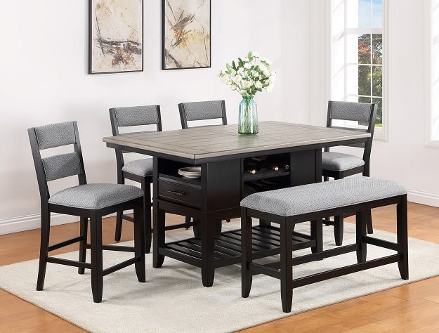 Frey 5 Piece Counter Height Dining Set in Brown Finish by Crown Mark - CM-2716-5P