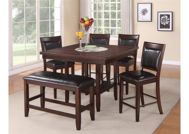 Fulton 5 Piece Counter Height Dining Room Set in Black and Brown Finish by Crown Mark - CM-2727V-6P