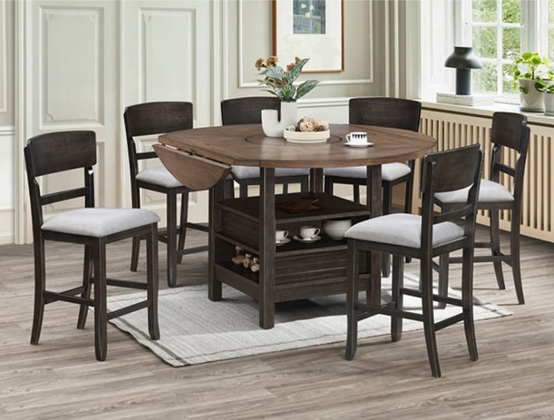 Oakly 5 Piece Counter Height Dining Set in Brown/Gray Finish by Crown Mark - CM-2848