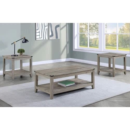 Milton 3 Piece Rectangular Cocktail Table Set in Grey Finish by Crown Mark - CM-4220SET