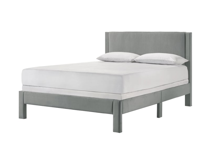 Lucia Queen Platform Bed in Light Grey Finish by Crown Mark - CM-5097LG-Q