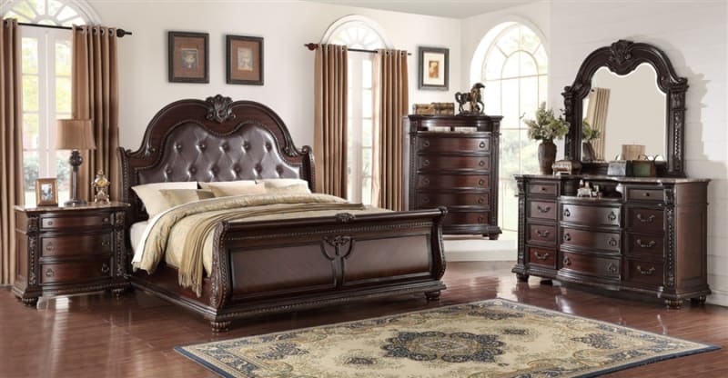 Stanley 6 Piece Bedroom Set in Cherry Finish by Crown Mark - CM-B1600B-SET