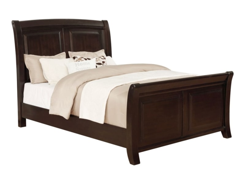Kenton Bed in Deep Brown Wood Finish by Crown Mark - CM-B1820-Bed