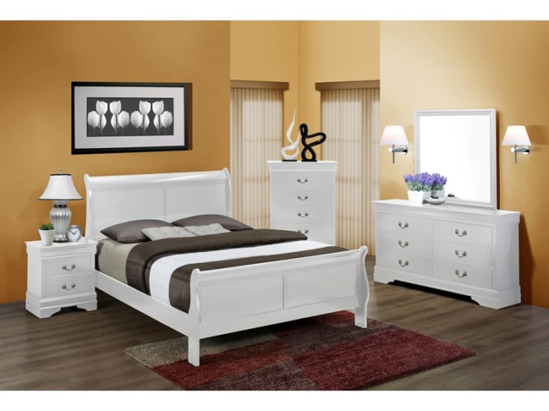Louis Philip 6 Piece Bedroom Suite in White Finish by Crown Mark - CM-B3650