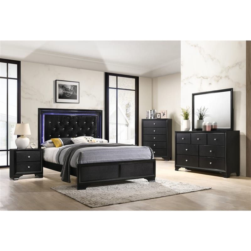 Micah 6 Piece Bedroom Suite in Black Finish by Crown Mark - CM-B4350