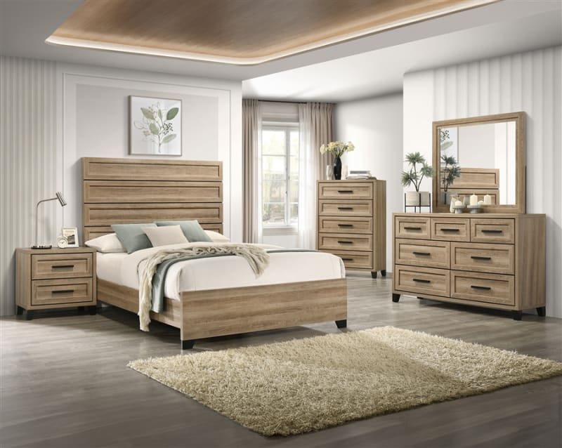 Jameson 6 Piece Bedroom Set in Natural Wood Finish by Crown Mark - CM-B4690-SET