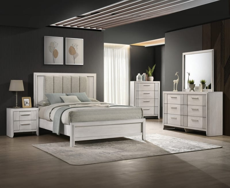 Carlton 6 Piece Bedroom Set in White Mist Finish by Crown Mark - CM-B5552-SET