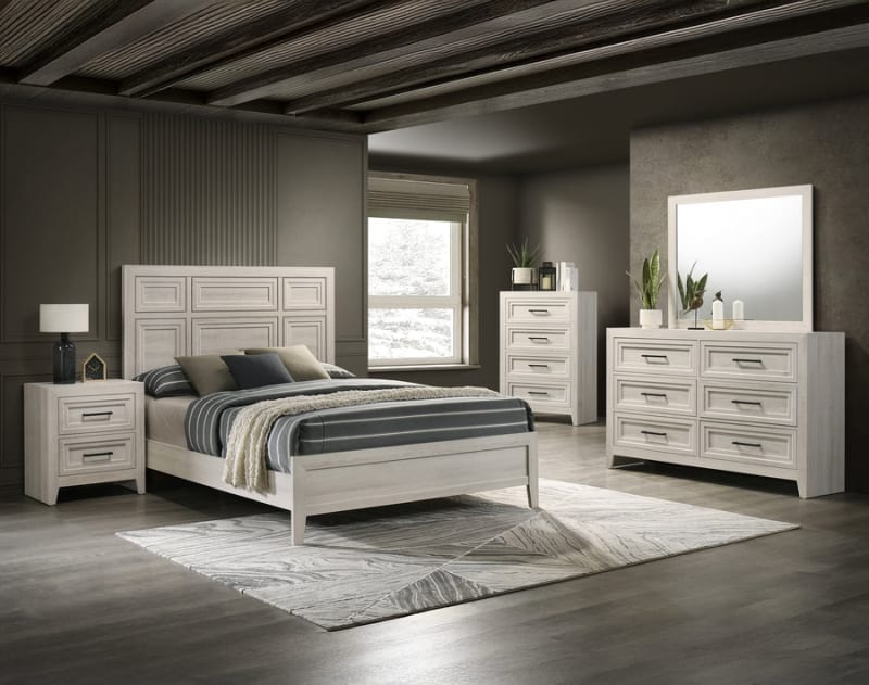 Lorraine 6 Piece Bedroom Set in Antique White Finish by Crown Mark - CM-B6600-SET