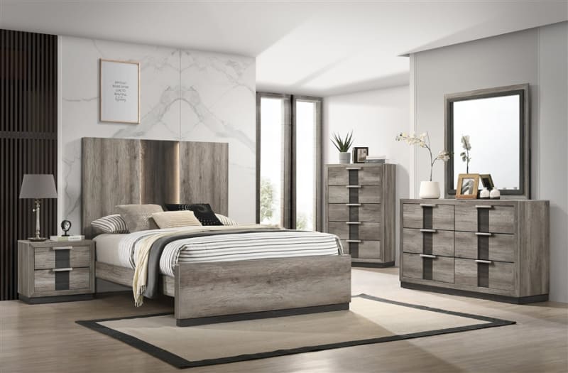 Rangley 6 Piece Bedroom Suite in Gray/Black Finish by Crown Mark - CM-B6830