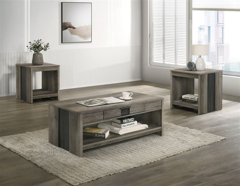 Rangley 3 Piece Cocktail Table Set in Grey/Brown Finish by Crown Mark - CM-B6830-CE-SET