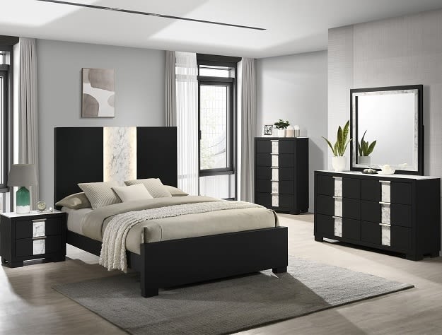 Rangley 6 Piece Bedroom Set in Black Finish by Crown Mark - CM-B6835-SET