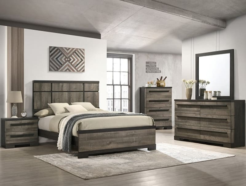Remington 6 Piece Bedroom Suite in Brown/Gray Finish by Crown Mark - CM-B8160