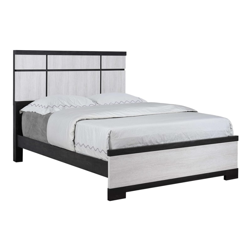 Remington Queen Panel Bed in Black/White Finish by Crown Mark - CM-B8162-Q