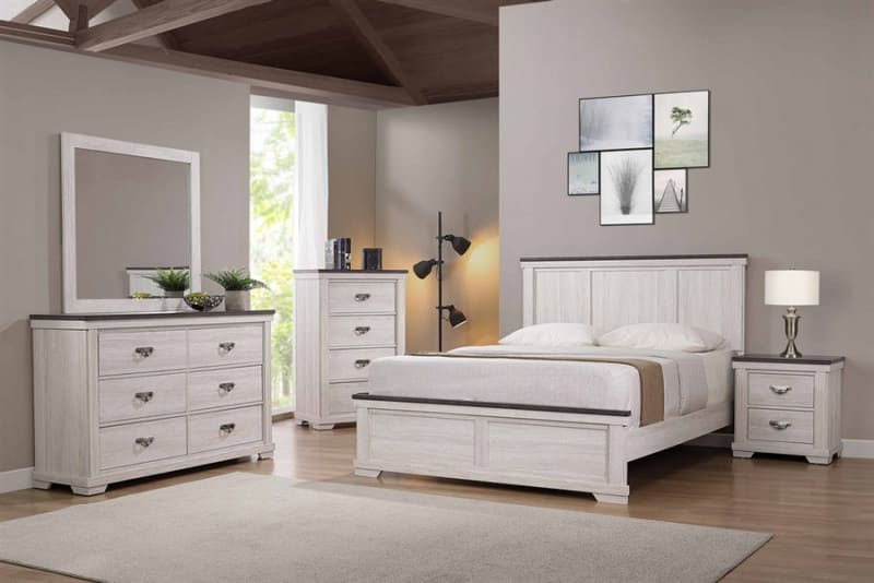 Leighton 6 Piece Bedroom Suite in Grayish Brown & Chalk Finish by Crown Mark - CM-B8180