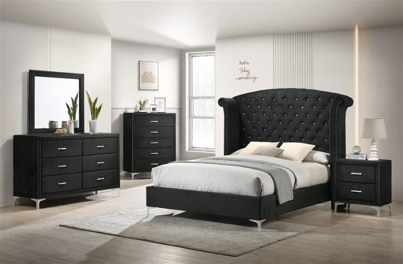 Lucinda 5 Piece Bedroom Suite in Black Finish by Crown Mark - CM-B9265
