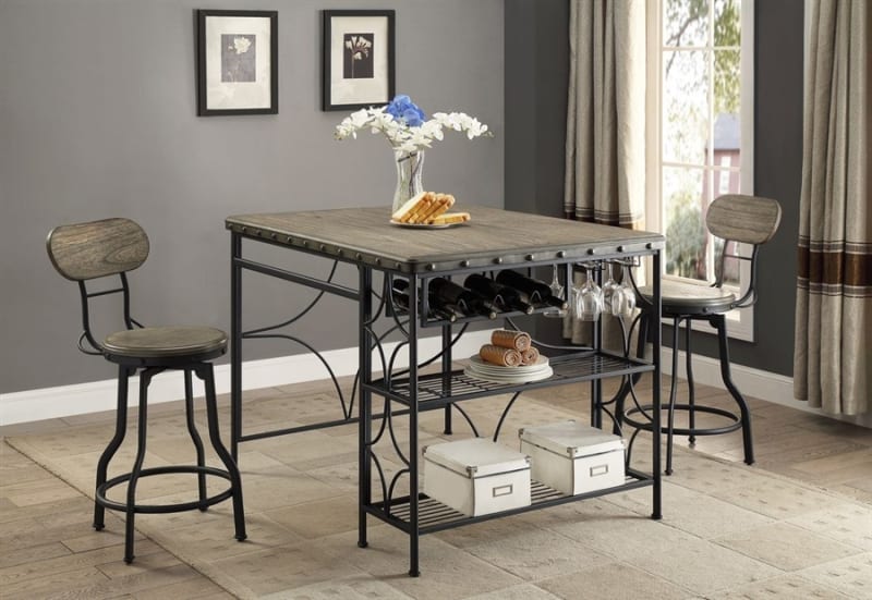 Kenneth 5 Piece Counter Height Dining Set in Grey Finish by Crown Mark - CM-1773
