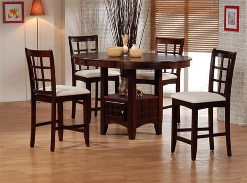 Sunburst Oak Counter Height 5 Piece Dining Set with Round/Oval Table Top by Coaster - 100168