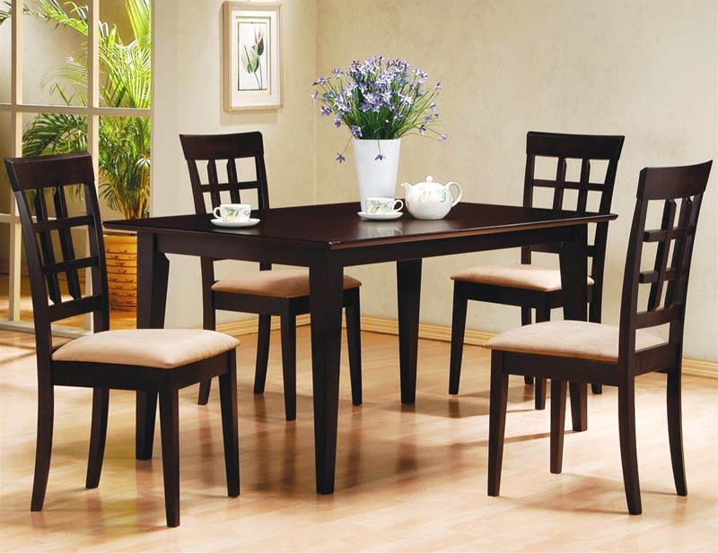 Wheat Back Chair 5 Piece Dining Set in Cappuccino Finish by Coaster - 100772