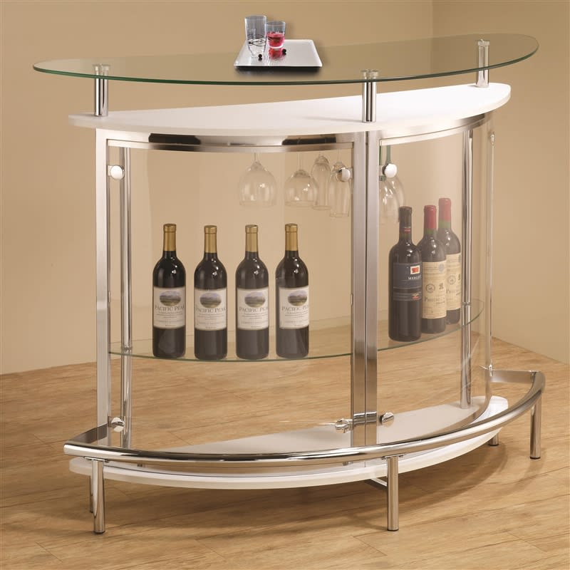 Contemporary White Bar Unit with Clear Acrylic Front by Coaster - 101066