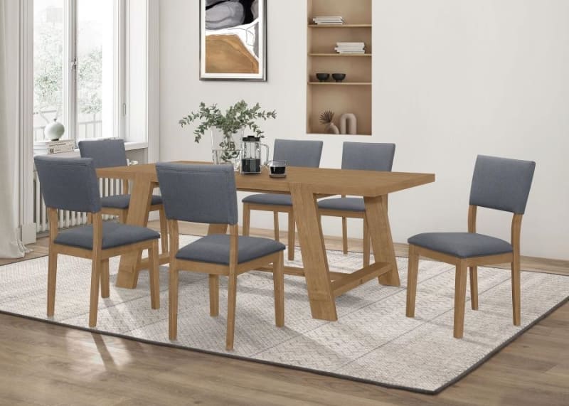 Sharon 7 Piece Dining Set in Natural Brown Finish by Coaster - 104171-7