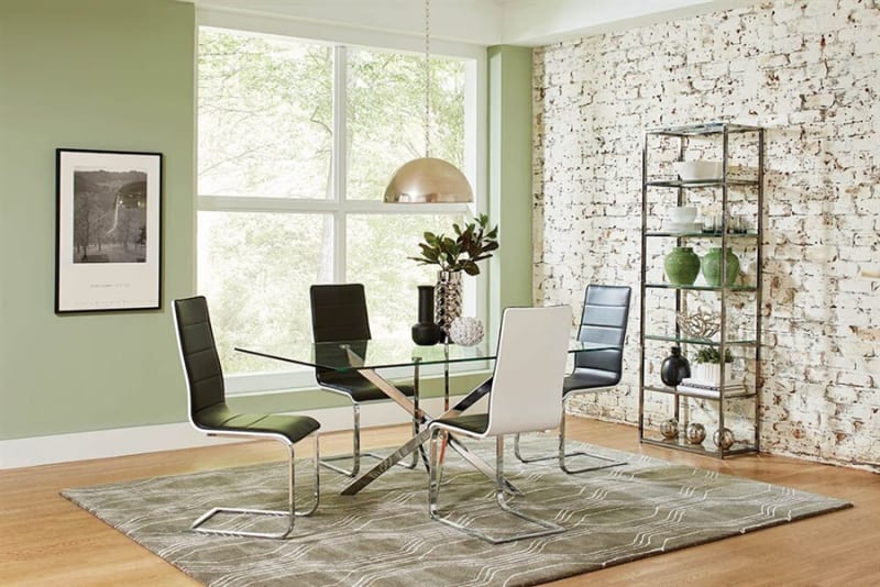 Carmelo 5 Piece Dining Table Set in Chrome Finish by Coaster - 107931