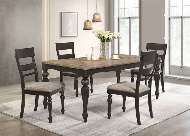 Bridget 5 Piece Rectangular Dining Room Set in Charcoal Sand Finish by Coaster - COA-108221