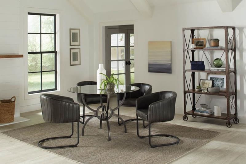 Aviano 5 Piece Round Dining Set in Gunmetal Finish by Coaster - 108291