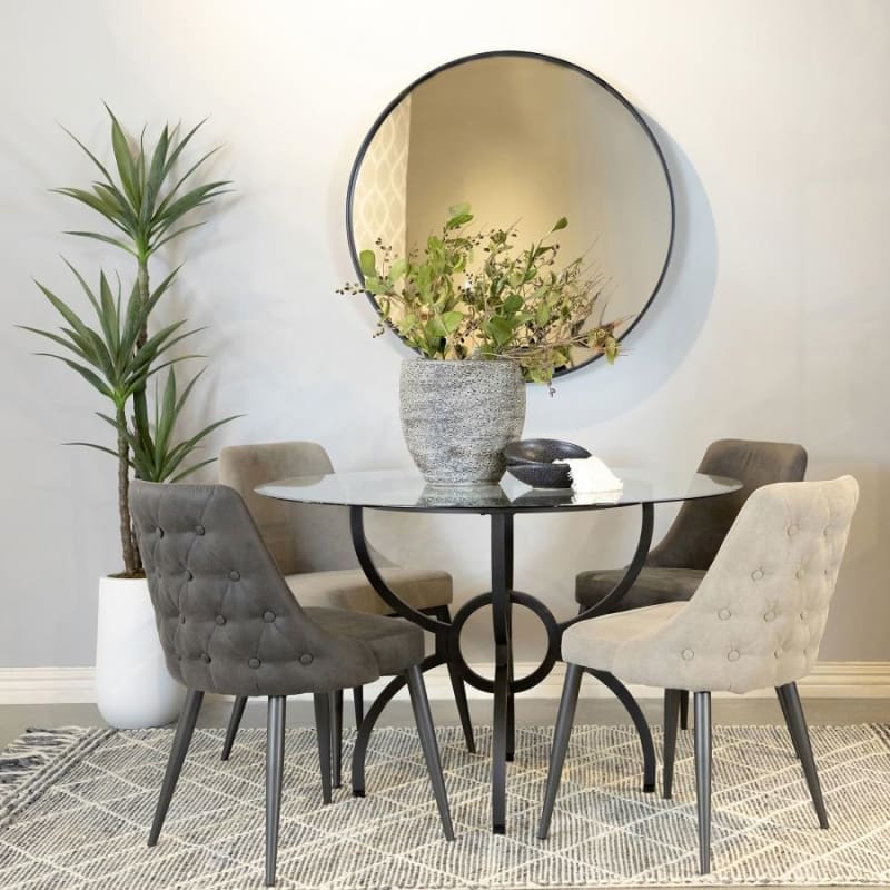 Aviano 5 Piece Round Dining Set in Gunmetal Finish by Coaster - 108291