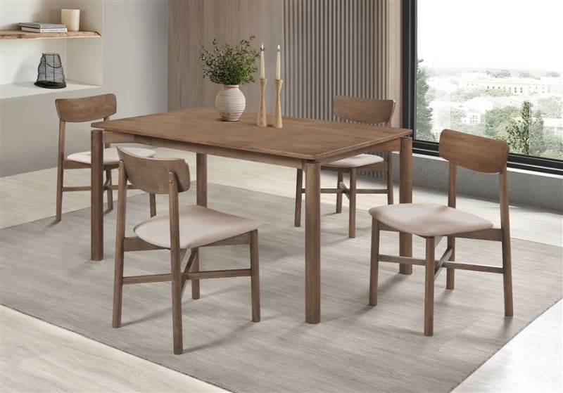 Parkridge 5 Piece Rectangular Dining  Room Set in Natural Walnut Finish by Coaster - COA-108561