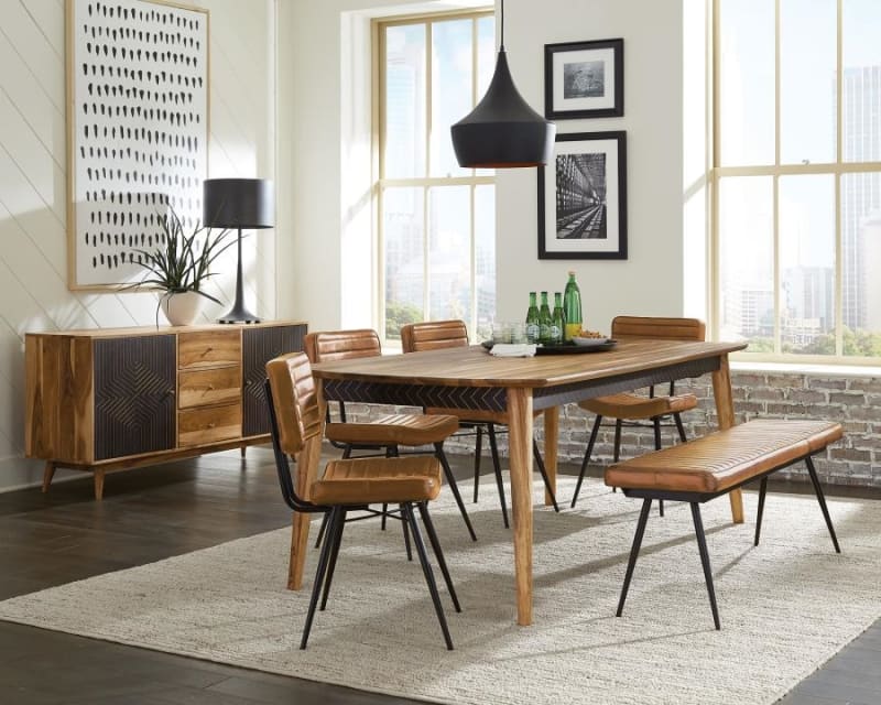 Partridge 6 Piece Dining Set in Natural Sheesham Finish by Coaster - 110571