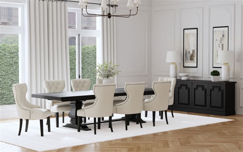Florence 7 Piece Extension Dining Room Set in Black/Beige and Grey Finish by Coaster - COA-115531