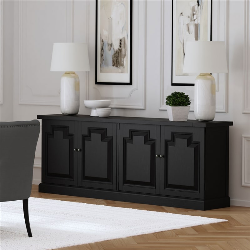Florence 4-Door Dining Sideboard Buffet in Distressed Black Finish by Coaster - COA-115535