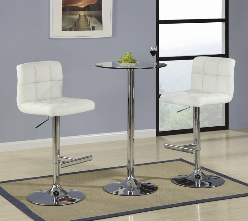 Chrome 3 Piece Bar Table Set by Coaster - 120356 Chrome 3 Piece Bar Table Set by Coaster - 120356