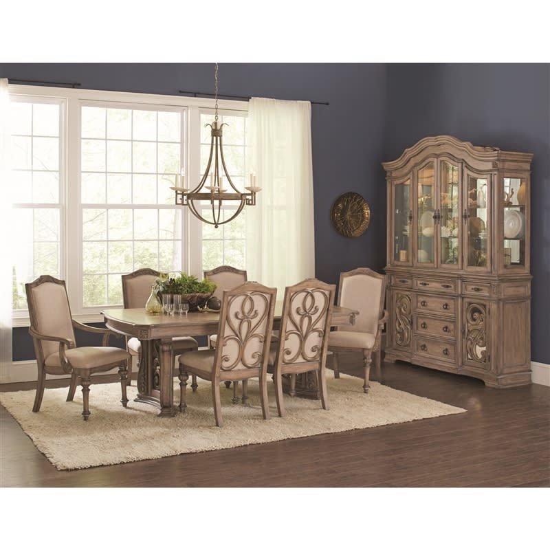 Ilana Traditional 7 Piece Dining Set in Antique Linen Finish by Coaster 122211