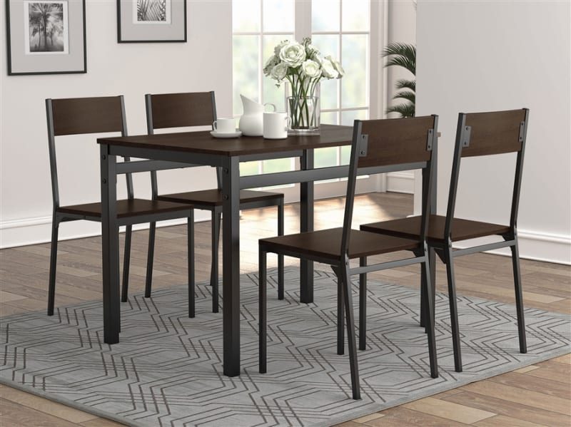 Lana 5 Piece Rectangular Dining Room Set in Brown and Black Finish by Coaster - COA-150505