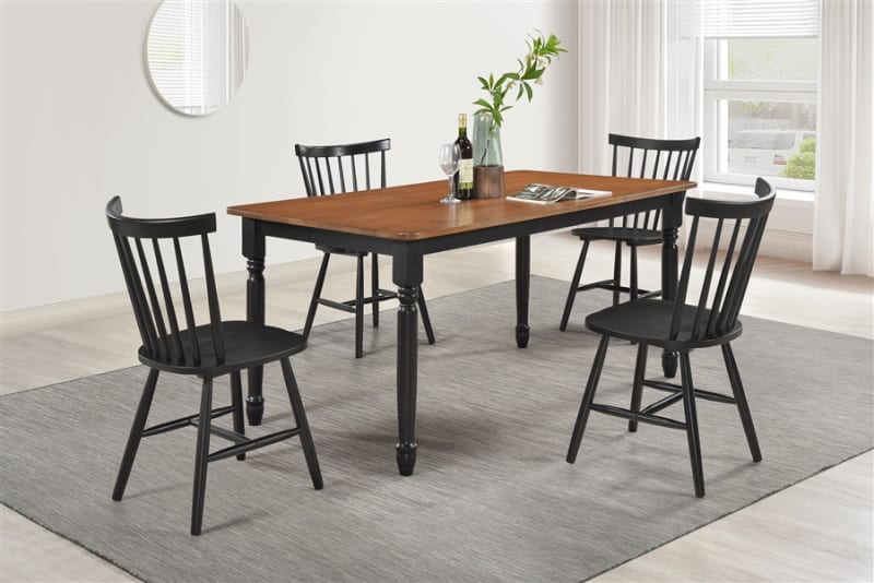 Hollyoak 5 Piece Rectangular Dining Room Set in Walnut and Black Finish by Coaster - COA-183041