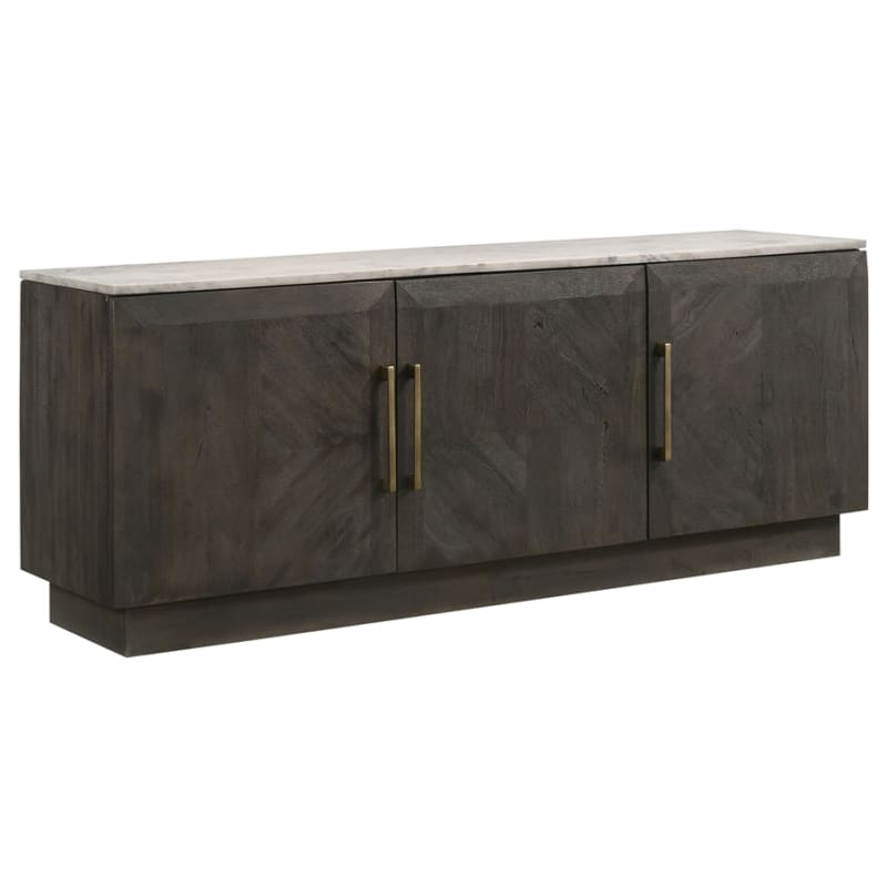 Dennis Marble Top 3-Door Sideboard Buffet in Tobacco Grey and White Marble Finish by Coaster - COA-190655