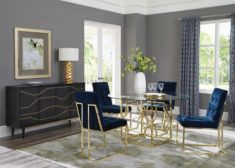 Starlight 5 Piece Dining Set in Brass Finish by Coaster - 192641