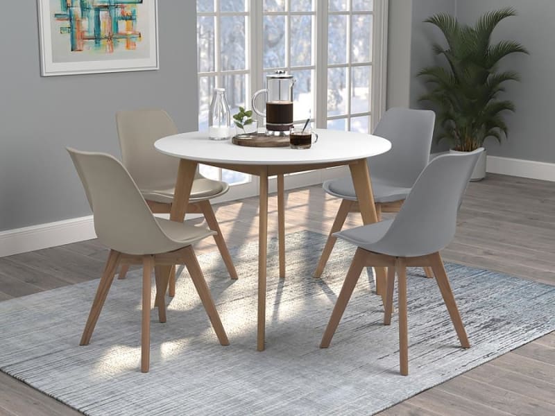 Breckenridge 5 Piece Dining Set in White and Natural Finish by Coaster - 192790